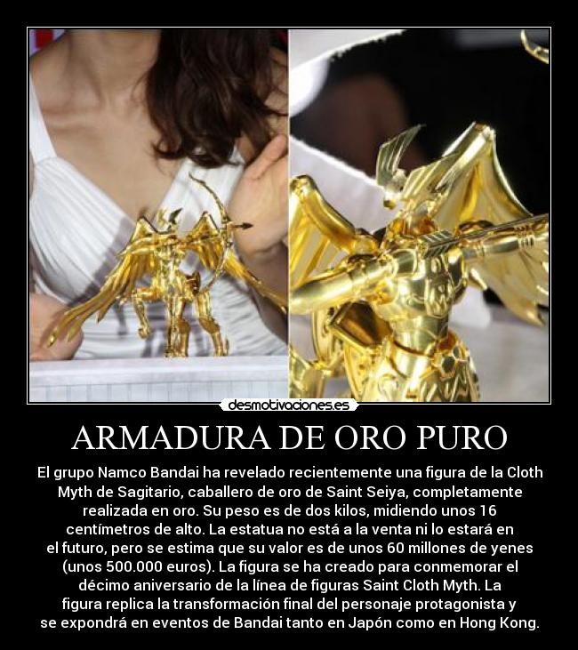 carteles armadura sagitario oro puro para conmemorar saint seiya anime manga desmotivaciones