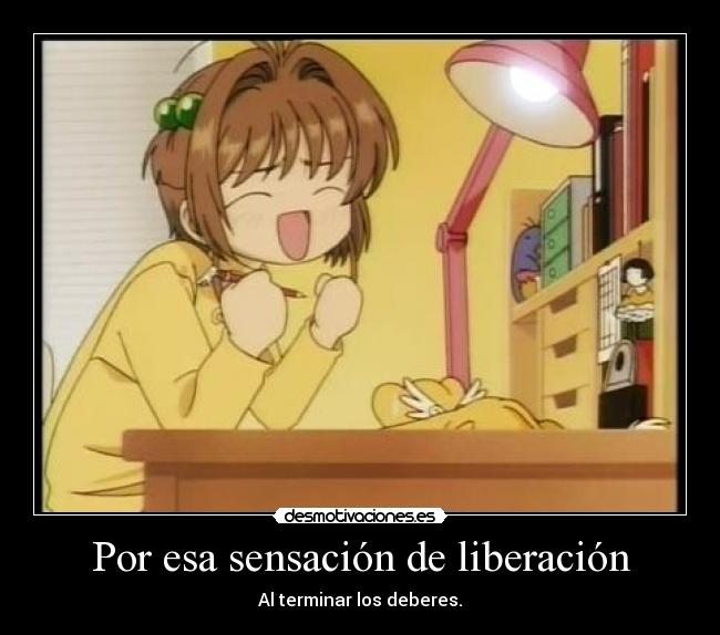 carteles anime manga sakura card captor captors sakura kinomoto kero kerberos mago clow reed terminar deberes desmotivaciones