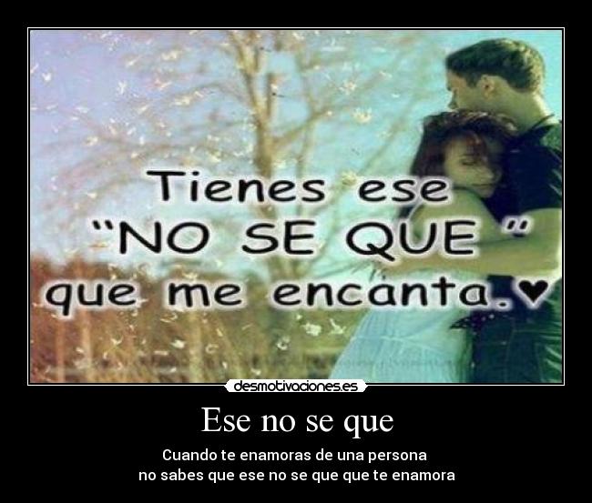 Ese no se que - Cuando te enamoras de una persona
no sabes que ese no se que que te enamora