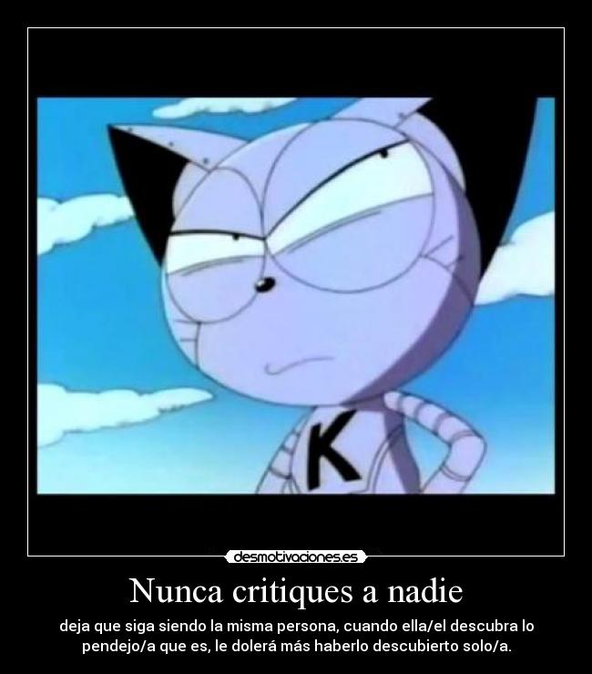 carteles anime manga otaku cosplay pendejo pendeja odio critiques nadie misma persona kuro chan cybertcat cat desmotivaciones
