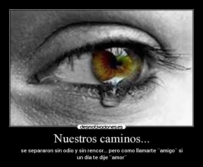 Nuestros caminos... - se separaron sin odio y sin rencor... pero como llamarte ¨amigo¨ si
un día te dije ¨amor¨