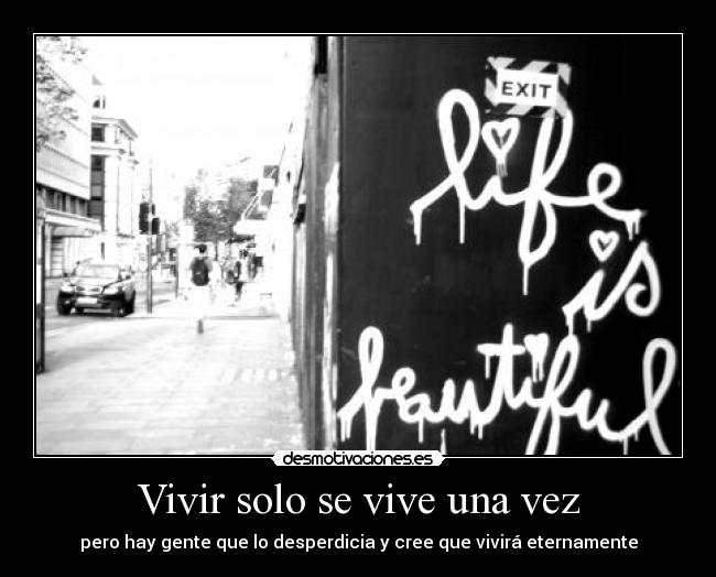 Vivir solo se vive una vez - pero hay gente que lo desperdicia y cree que vivirá eternamente