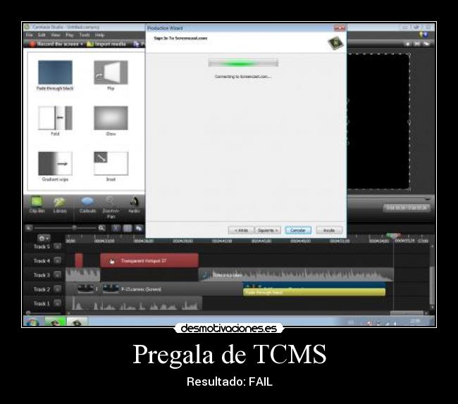 carteles equipo tcms lamenta error informatico del programa camtasia desmotivaciones