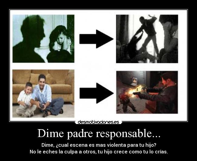 Dime padre responsable... - Dime, ¿cual escena es mas violenta para tu hijo?
No le eches la culpa a otros, tu hijo crece como tu lo crías.