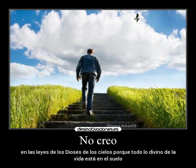 No creo - en las leyes de los Dioses de los cielos porque todo lo divino de la vida está en el suelo