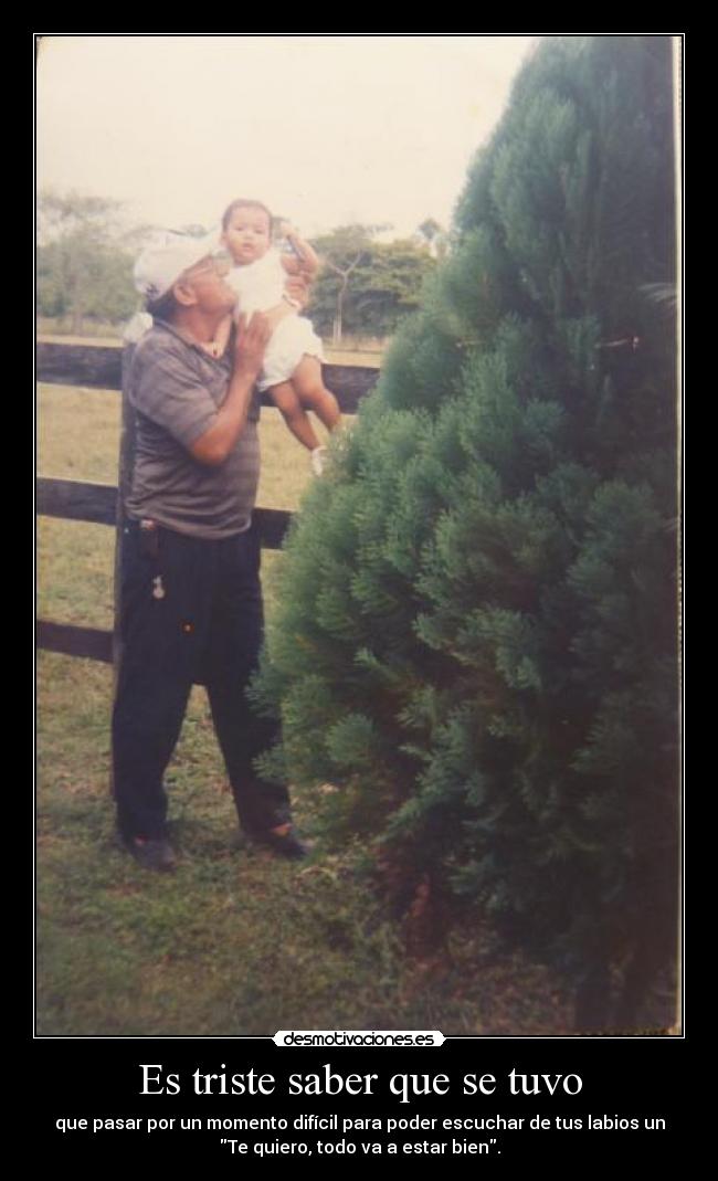 Es triste saber que se tuvo - que pasar por un momento difícil para poder escuchar de tus labios un
Te quiero, todo va a estar bien.