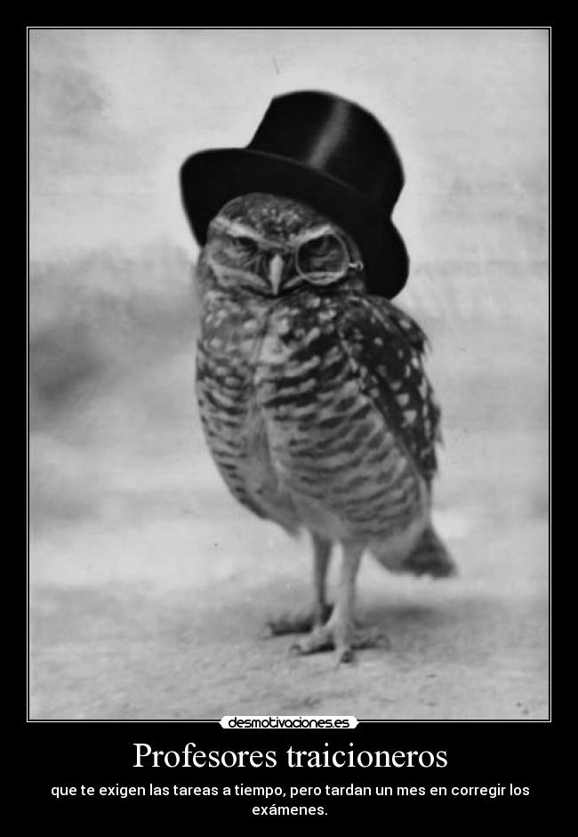 Profesores traicioneros - que te exigen las tareas a tiempo, pero tardan un mes en corregir los exámenes.