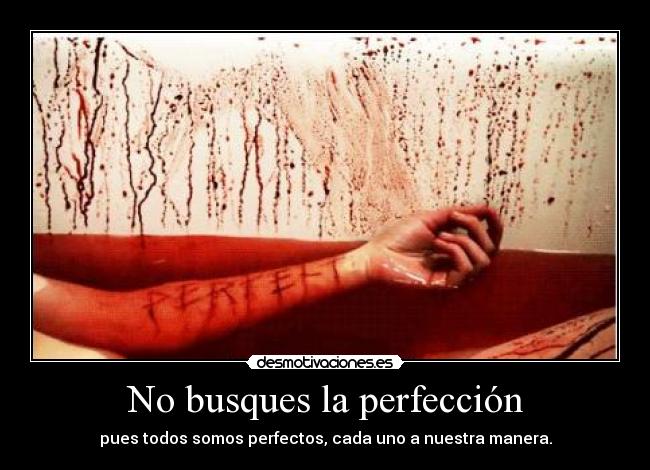 No busques la perfección - pues todos somos perfectos, cada uno a nuestra manera.