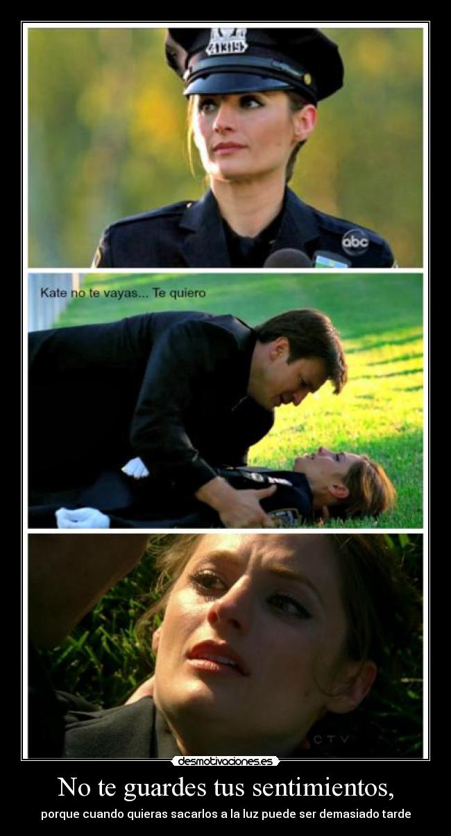 No te guardes tus sentimientos, - porque cuando quieras sacarlos a la luz puede ser demasiado tarde