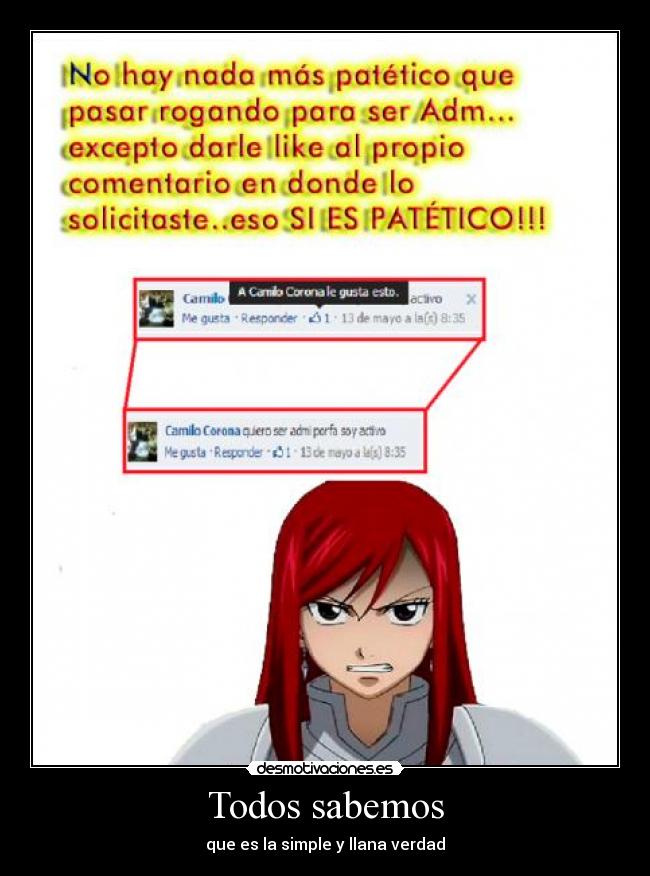 carteles anime facebo0k fairytail erzascarlet paginas administradores patetico desmotivaciones