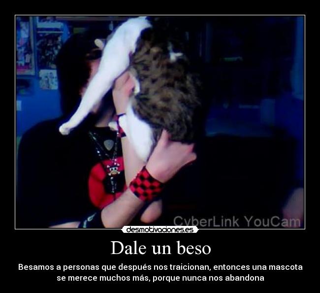 Dale un beso - Besamos a personas que después nos traicionan, entonces una mascota
se merece muchos más, porque nunca nos abandona