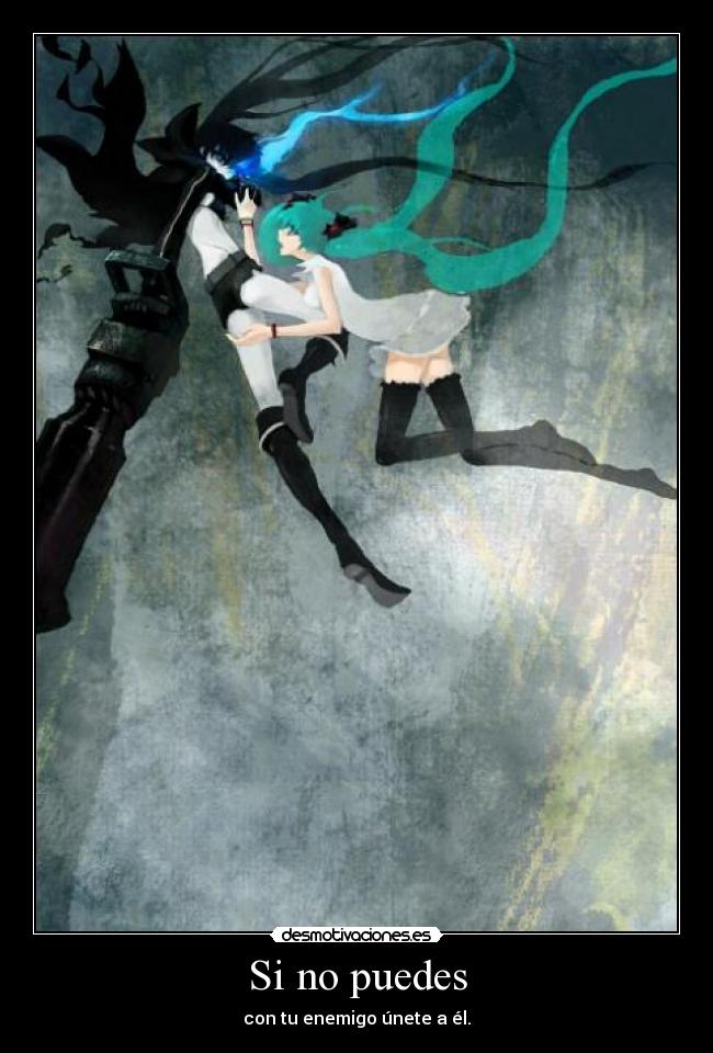 carteles anime vocaloid black rock shooter miku hatsune kuroi mato manga desmotivaciones
