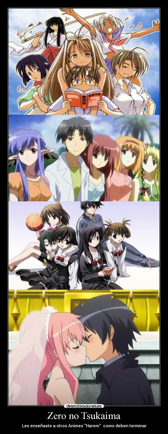 carteles zeronotsukaima louisesaito lovehina shuffle schooldays harem anime romantico comedia desmotivaciones