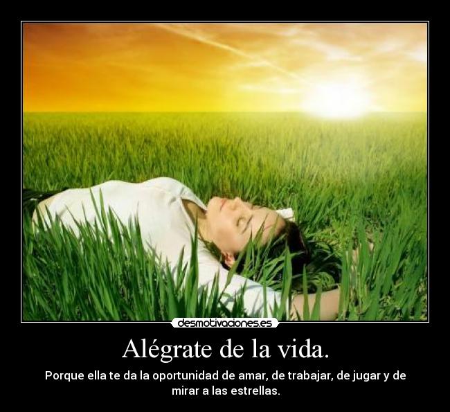 Alégrate de la vida. - Porque ella te da la oportunidad de amar, de trabajar, de jugar y de
mirar a las estrellas.