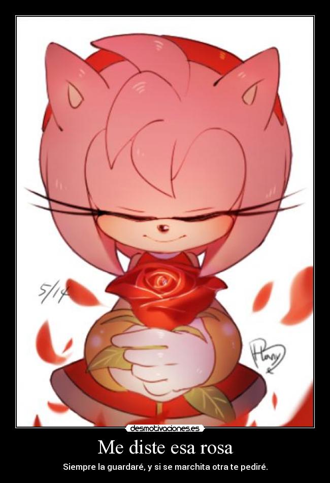 Me diste esa rosa - Siempre la guardaré, y si se marchita otra te pediré.