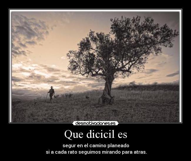 Que dicicil es - segur en el camino planeado
si a cada rato seguimos mirando para atras.