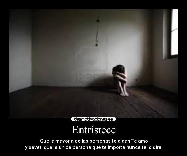 Entristece - Que la mayoria de las personas te digan Te amo
y saver que la unica persona que te importa nunca te lo dira.