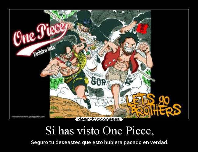 Si has visto One Piece, - Seguro tu deseastes que esto hubiera pasado en verdad.