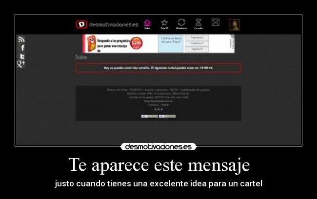 Te aparece este mensaje - justo cuando tienes una excelente idea para un cartel