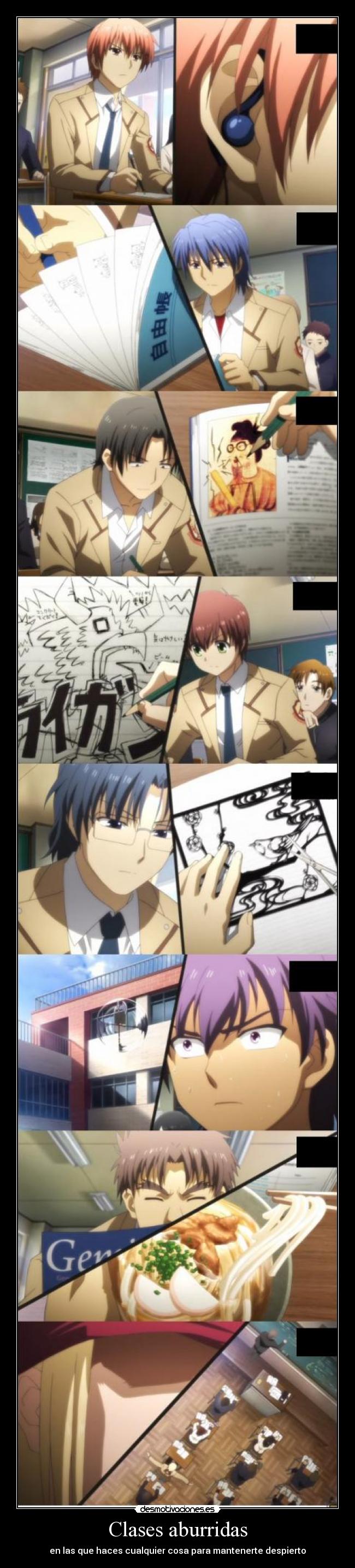 carteles anime shinigamisempai angel beats clases aburridas las que haces cualquier cosa para mantenerte desmotivaciones