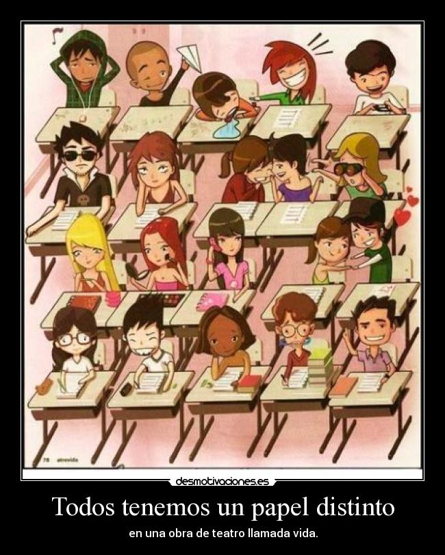 carteles anime manga clase alumnos emo nerd inteligente pija movil amor listo feo payaso desmotivaciones