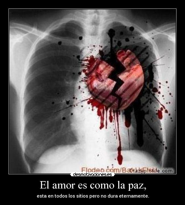 El amor es como la paz, - esta en todos los sitios pero no dura eternamente.