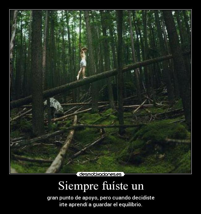 Siempre fuíste un - gran punto de apoyo, pero cuando decidiste
irte aprendí a guardar el equilíbrio.