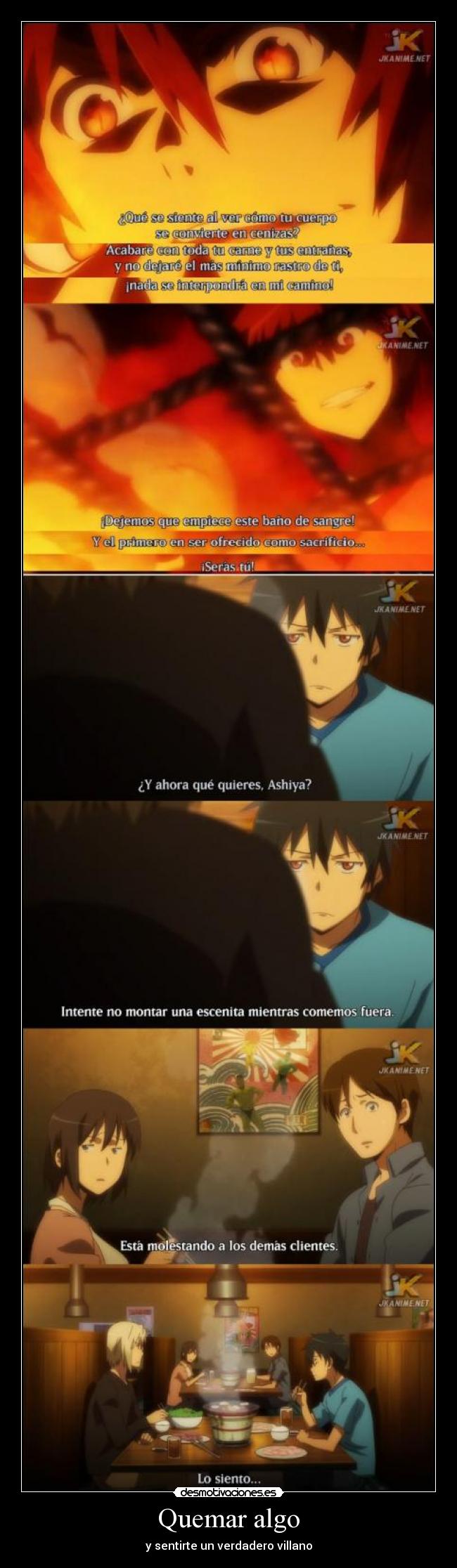 carteles anime shinigamisempai hataraku maou sama quemar algo sentirte verdadero villano desmotivaciones