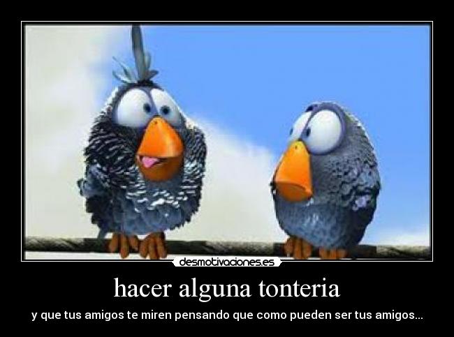 hacer alguna tonteria - y que tus amigos te miren pensando que como pueden ser tus amigos...