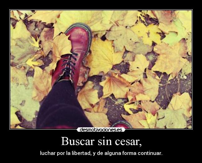 Buscar sin cesar, - luchar por la libertad, y de alguna forma continuar.