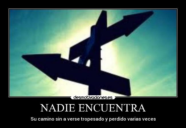 NADIE ENCUENTRA - Su camino sin a verse tropesado y perdido varias veces
