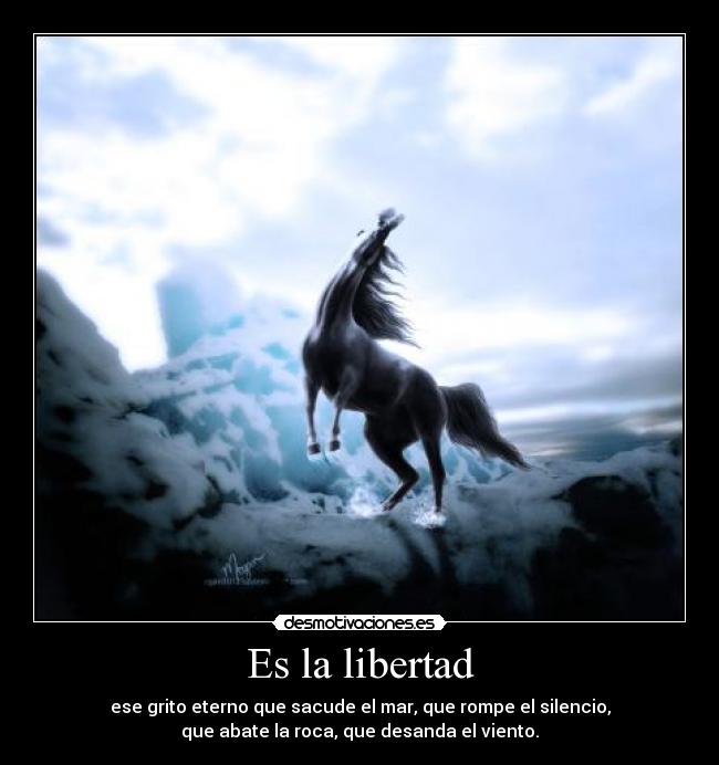 Es la libertad - ese grito eterno que sacude el mar, que rompe el silencio,
que abate la roca, que desanda el viento.