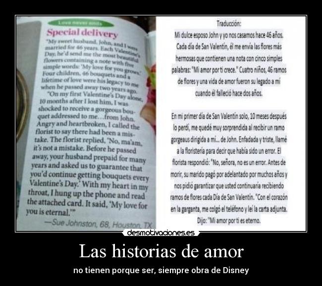 Las historias de amor - no tienen porque ser, siempre obra de Disney