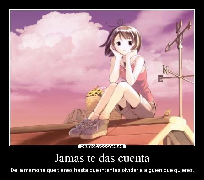 Jamas te das cuenta - De la memoria que tienes hasta que intentas olvidar a alguien que quieres.