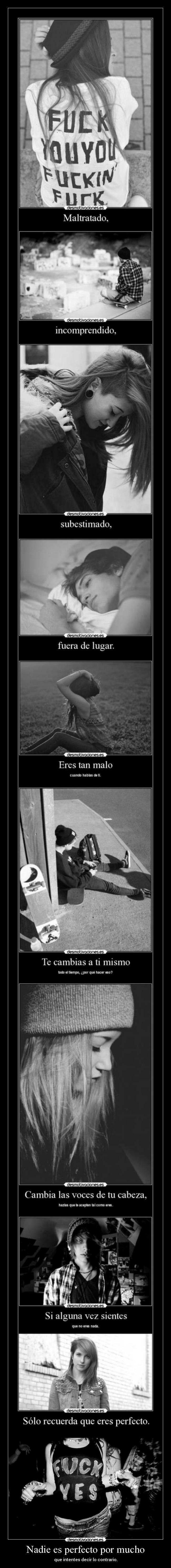 Nadie es perfecto por mucho - que intentes decir lo contrario.