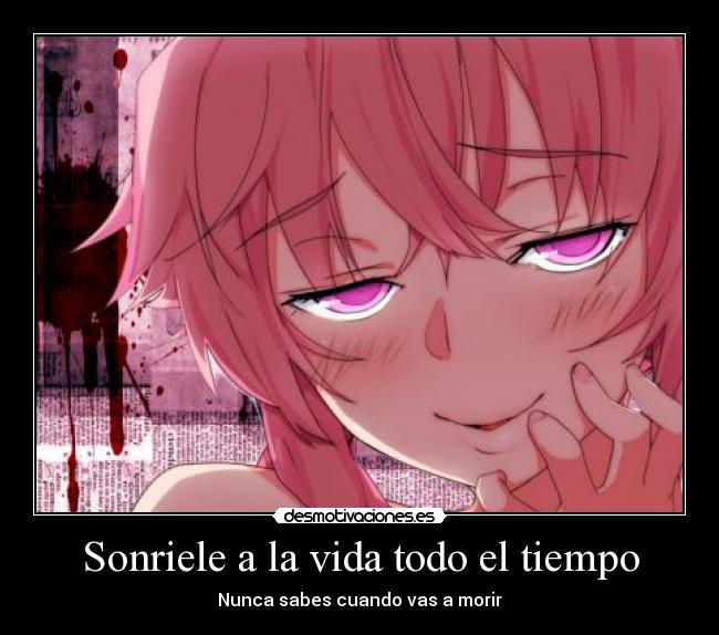 carteles vida mirai nikki anime desmotivaciones