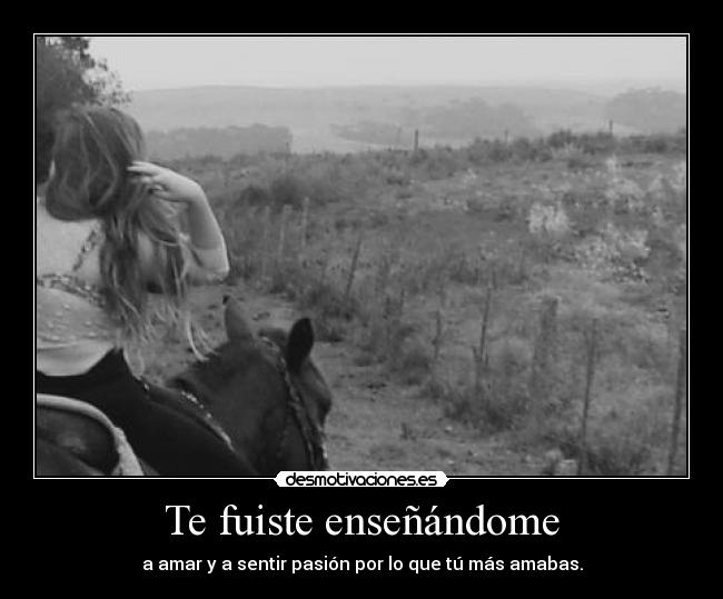 Te fuiste enseñándome - a amar y a sentir pasión por lo que tú más amabas.