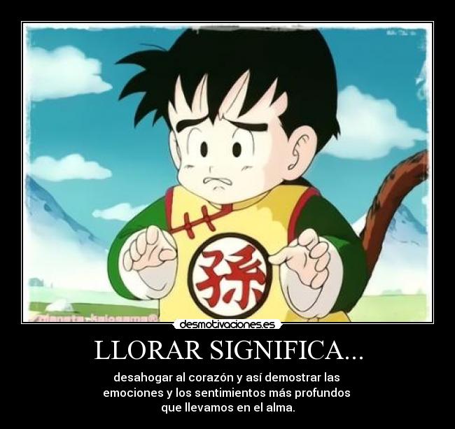 LLORAR SIGNIFICA... - desahogar al corazón y así demostrar las
emociones y los sentimientos más profundos
que llevamos en el alma.