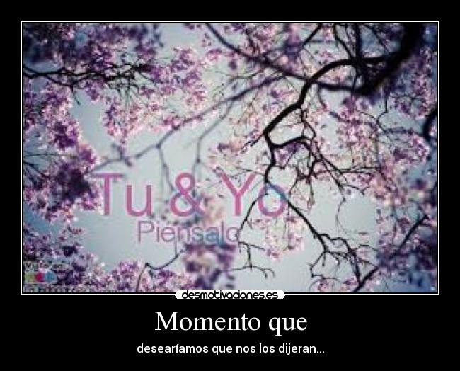 Momento que - desearíamos que nos los dijeran...