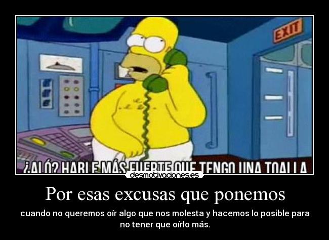 Por esas excusas que ponemos - cuando no queremos oír algo que nos molesta y hacemos lo posible para
no tener que oírlo más.
