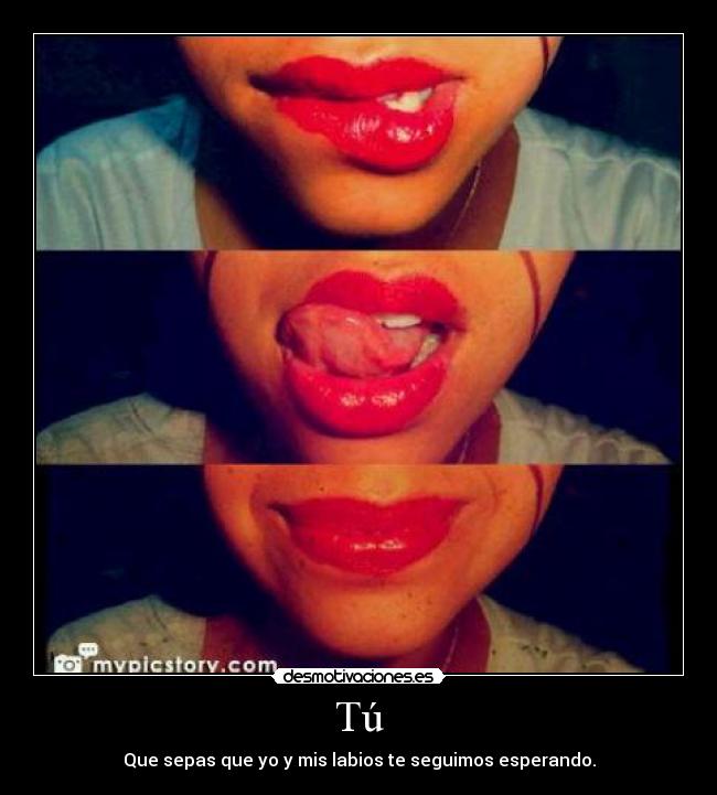 Tú - Que sepas que yo y mis labios te seguimos esperando.