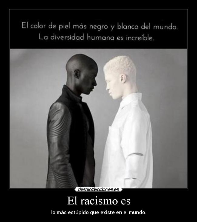 El racismo es - lo más estúpido que existe en el mundo.