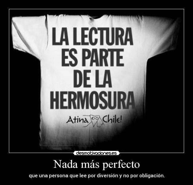 Nada más perfecto - que una persona que lee por diversión y no por obligación.