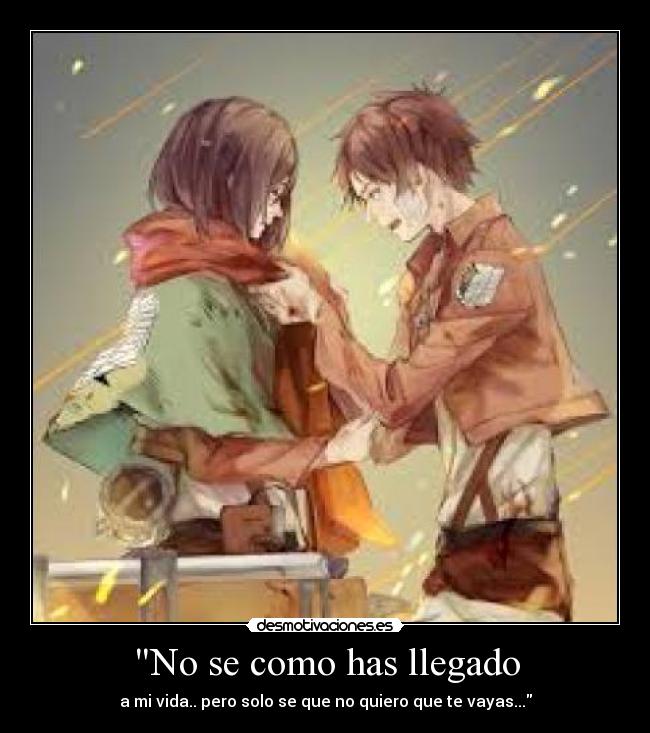 No se como has llegado - a mi vida.. pero solo se que no quiero que te vayas...