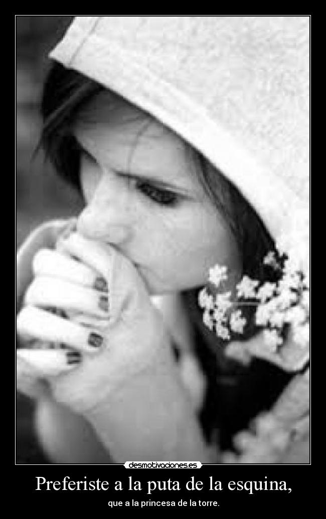 Preferiste a la puta de la esquina, - que a la princesa de la torre.