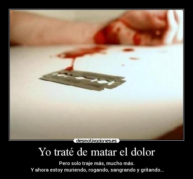 Yo traté de matar el dolor - Pero solo traje más, mucho más.
Y ahora estoy muriendo, rogando, sangrando y gritando...