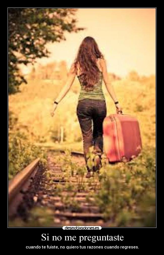 Si no me preguntaste - cuando te fuiste, no quiero tus razones cuando regreses.