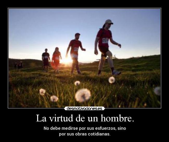 La virtud de un hombre. - No debe medirse por sus esfuerzos, sino
por sus obras cotidianas.