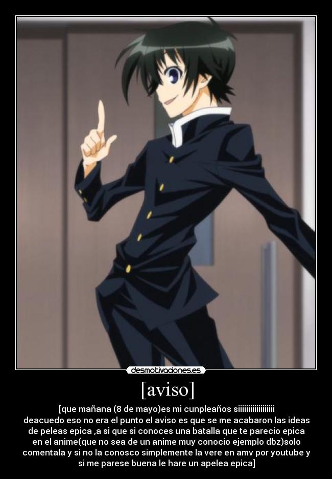 carteles aviso avatar kumagawa misogi anime manga medaka box desmotivaciones