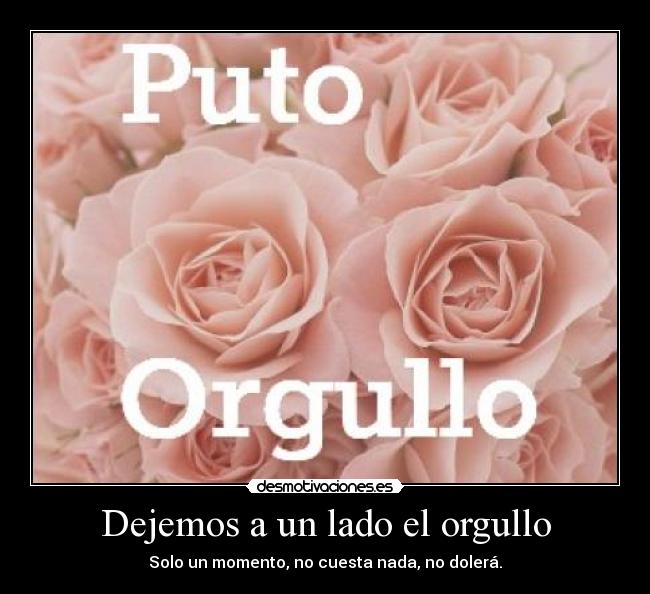 Dejemos a un lado el orgullo - Solo un momento, no cuesta nada, no dolerá.